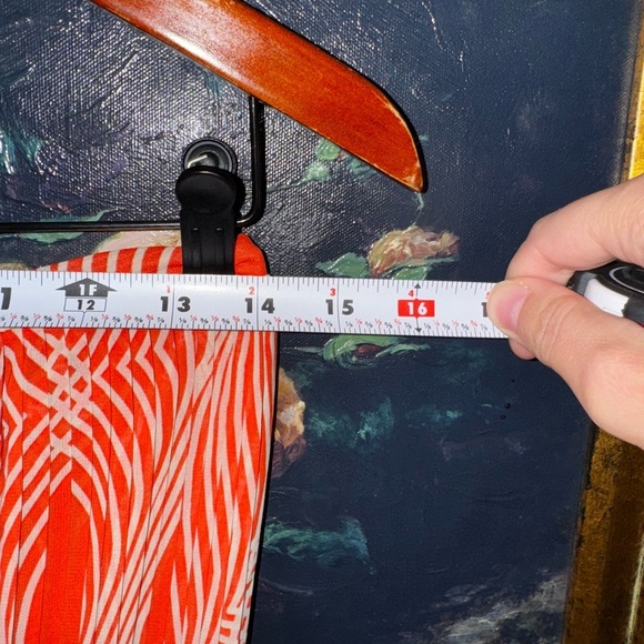 Leifsdottir Anthropologie Orange Optic Graphic Print Pleated Strapless Dress 6 - Picture 5 of 9